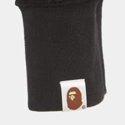 A Bathing Ape Black Velvet Shark Head Hood Zip Front Jacket XL