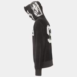 A Bathing Ape Black Velvet Shark Head Hood Zip Front Jacket XL