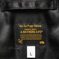 A Bathing Ape Black Shark Embroidered Zip Front Bomber Jacket L