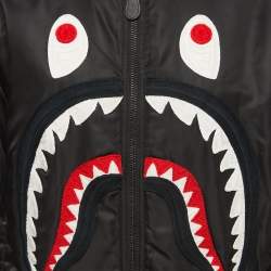 A Bathing Ape Black Shark Embroidered Zip Front Bomber Jacket L