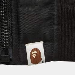 A Bathing Ape Black Shark Embroidered Zip Front Bomber Jacket L