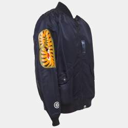 A Bathing Ape Navy Blue Nylon Split Shark & Tiger Patch Detailed