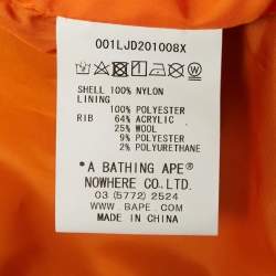 A Bathing Ape Navy Blue Nylon Split Shark & Tiger Patch Detailed Zip Front Bomber Jacket XL