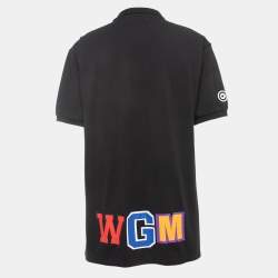 Pre Owned A Bathing Ape Black Shark Print Cotton Pique Polo T-Shirt XXL