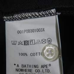 Pre Owned A Bathing Ape Black Shark Print Cotton Pique Polo T-Shirt XXL