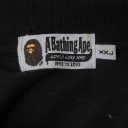 Pre Owned A Bathing Ape Black Shark Print Cotton Pique Polo T-Shirt XXL