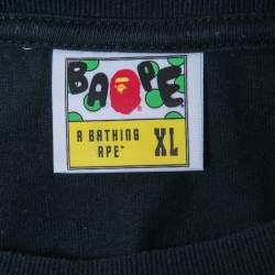 A Bathing Ape Black Shark Print Cotton Crew Neck Half Sleeve T-Shirt XL