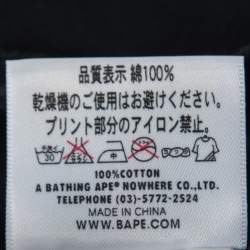 A Bathing Ape Black Shark Print Cotton Crew Neck Half Sleeve T-Shirt XL