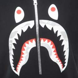 A Bathing Ape Black Shark Print Cotton Crew Neck Half Sleeve T-Shirt XL