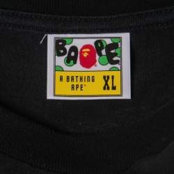 A Bathing Ape Black Shark Zip Print Cotton Crew Neck T-Shirt XL