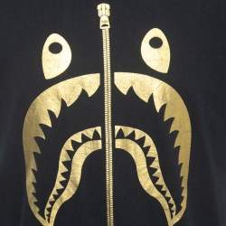 A Bathing Ape Black Shark Zip Print Cotton Crew Neck T-Shirt XL