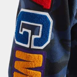 A Bathing Ape Navy Blue Camou Print Shark Embroidered Zip Up Jacket M