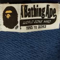 A Bathing Ape Navy Blue Camou Print Shark Embroidered Zip Up Jacket M