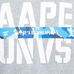 A Bathing Ape Grey Aape Universe Print Cotton Crew Neck T-Shirt S