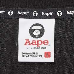 A Bathing Ape Black Printed Cotton Knit Crew Neck T-Shirt L