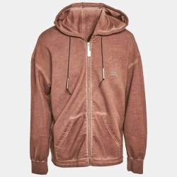 A Cold Wall Brown Washed Cotton Knit Zip-Up Hooded Jacket XL