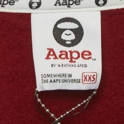 Pre Owned AAPE by A Bathing Ape Burgundy Graphic Print Cotton Crewneck Sweatshirt XXS