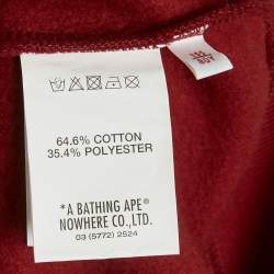Pre Owned AAPE by A Bathing Ape Burgundy Graphic Print Cotton Crewneck Sweatshirt XXS