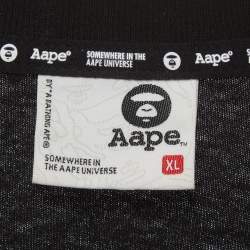Pre Owned AAPE by A Bathing Ape Black Graphic Print Cotton Dope Number T-Shirt XL