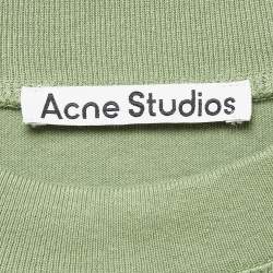 Pre Owned  Acne Studios Green Logo Print Cotton Knit Oversized T-Shirt M