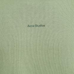 Pre Owned  Acne Studios Green Logo Print Cotton Knit Oversized T-Shirt M