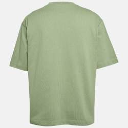 Pre Owned  Acne Studios Green Logo Print Cotton Knit Oversized T-Shirt M