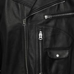 Pre Owned Acne Studios Black Leather Biker Jacket XXL