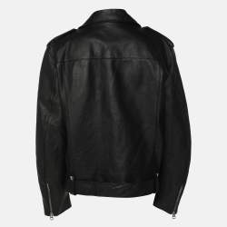 Pre Owned Acne Studios Black Leather Biker Jacket XXL