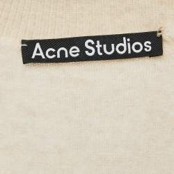 Pre Owned Acne Studios Beige Wool Knit V-Neck Sweater L