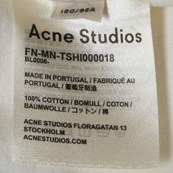 Acne Studios White Logo Print Cotton Crewneck T-Shirt M
