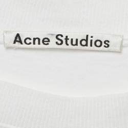 Acne Studios White Logo Print Cotton Crewneck T-Shirt M