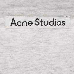 Pre Owned Acne Studios Grey Stockholm Print Jersey Distressed T-Shirt L