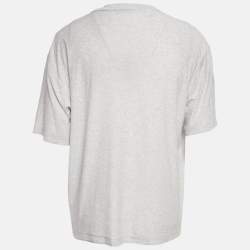 Pre Owned Acne Studios Grey Stockholm Print Jersey Distressed T-Shirt L