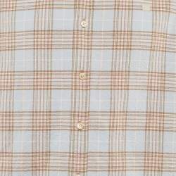 Pre Owned Acne Studios Blue Checkered Print Cotton Shirt S
