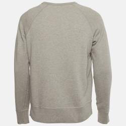 Pre Owned Acne Studios Grey Cotton Knit L Face Patch Sweatshirt S