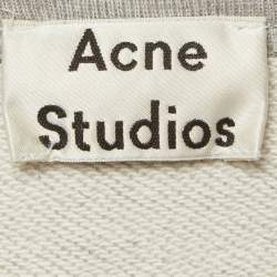 Pre Owned Acne Studios Grey Cotton Knit L Face Patch Sweatshirt S