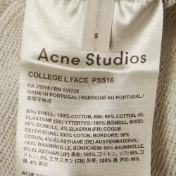 Pre Owned Acne Studios Grey Cotton Knit L Face Patch Sweatshirt S