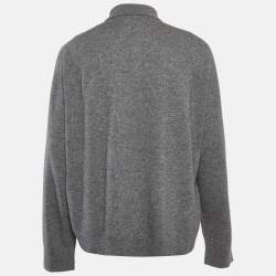 Pre Owned Acne Studios Grey Logo Embroidered Knit Kluxey Polo Sweater M