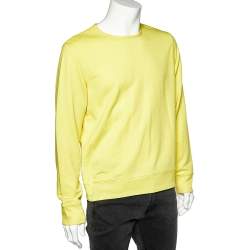 Pre Owned Acne Studios Yellow Knit Casey Crinkle Roundneck Sweatshirt M