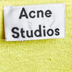 Pre Owned Acne Studios Yellow Knit Casey Crinkle Roundneck Sweatshirt M