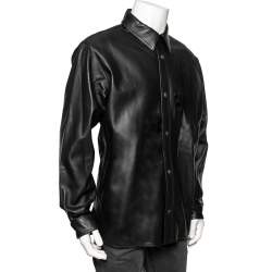 Acne Studios Black Leather Button Front Over Shirt Jacket L