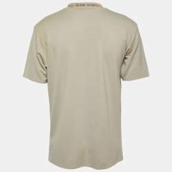 Pre Owned Acne Studios Beige Cotton Knit Crew Neck Half Sleeve T-Shirt L