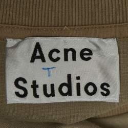 Pre Owned Acne Studios Beige Cotton Knit Crew Neck Half Sleeve T-Shirt L