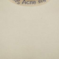Pre Owned Acne Studios Beige Cotton Knit Crew Neck Half Sleeve T-Shirt L
