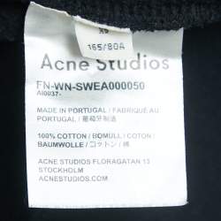 Pre Owned Acne Studios Black Logo Print Cotton Hooded Sweatshirt XS