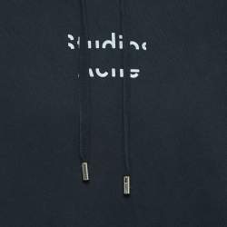 Pre Owned Acne Studios Black Logo Print Cotton Hooded Sweatshirt XS