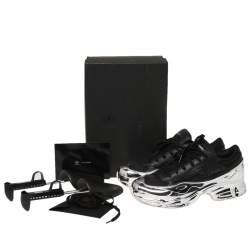 Adidas By Raf Simons Black/Silver Leather Ozweego Core Sneakers Size 42