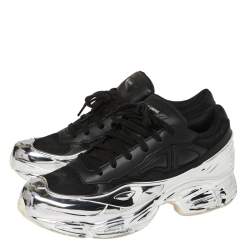 Adidas By Raf Simons Black/Silver Leather Ozweego Core Sneakers Size 42