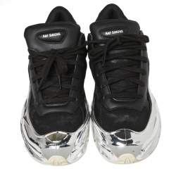Adidas By Raf Simons Black/Silver Leather Ozweego Core Sneakers Size 42