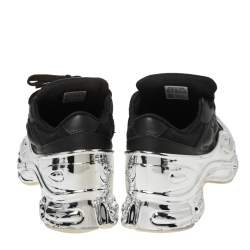 Adidas By Raf Simons Black/Silver Leather Ozweego Core Sneakers Size 42